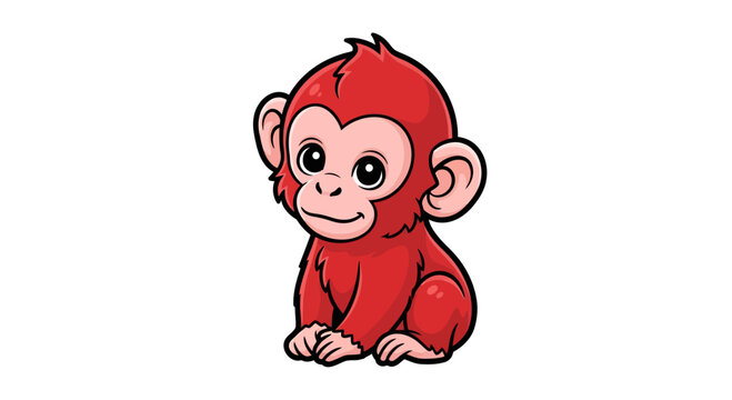 Enchanting cartoon red monkey illustration with charming, simplistic design suitable for children