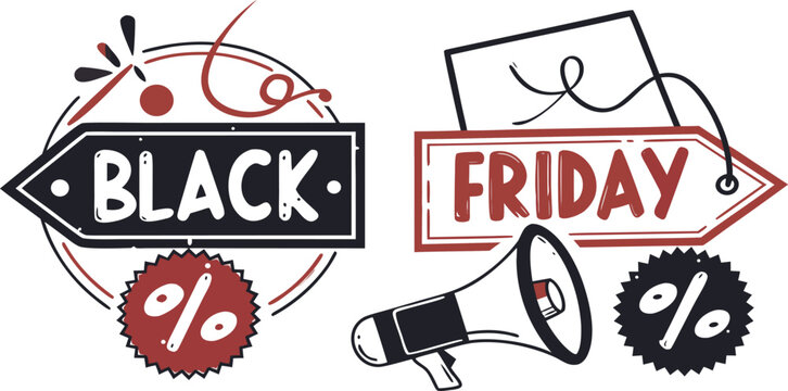 Black Friday Sale: A dynamic composition showcases the allure of Black Friday, with a megaphone amplifying the message of amazing discounts and deals.