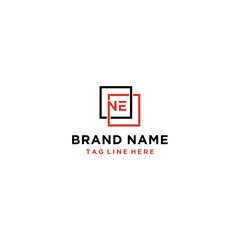 Obraz premium Minimalist clean style square letter NE logo design vector template
