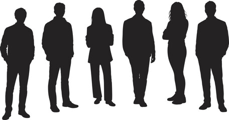 Diverse Business People Silhouettes, Professional Team Group, Corporate Staff Standing, Anonymous Crowd, Human Resources Concept, Collaboration 