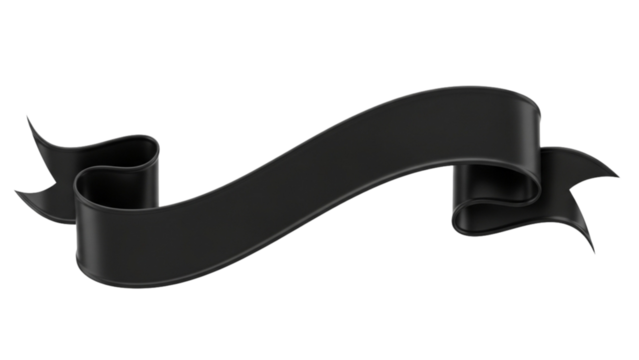 Black curved ribbon banner for luxury design themes