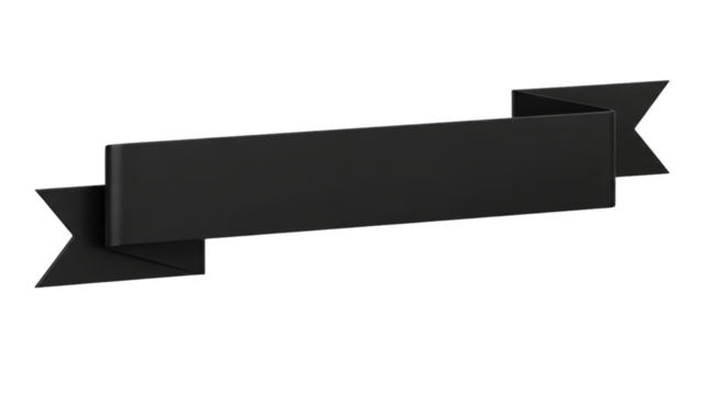 Flat black ribbon banner for minimal elegant design