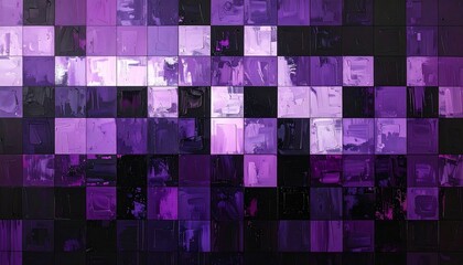 A geometric abstract mosaic in varying shades of purple and black