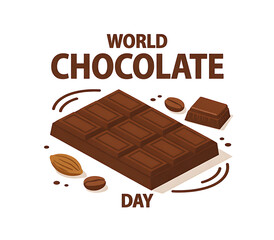 Delicious dark chocolate bar with cocoa beans celebrating world chocolate day