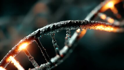 Close-up of a glowing DNA strand with intricate details - Powered by Adobe
