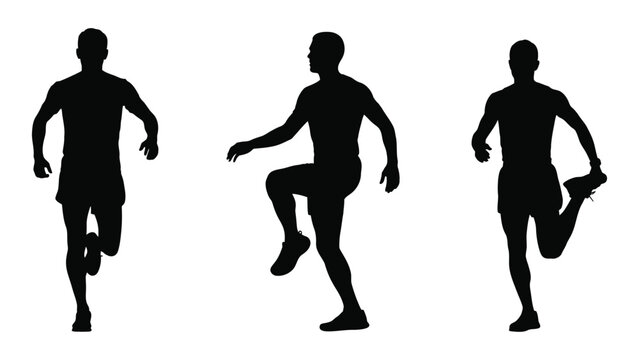 Male athlete exercise silhouettes isolated on white background, Vector - Powered by Adobe