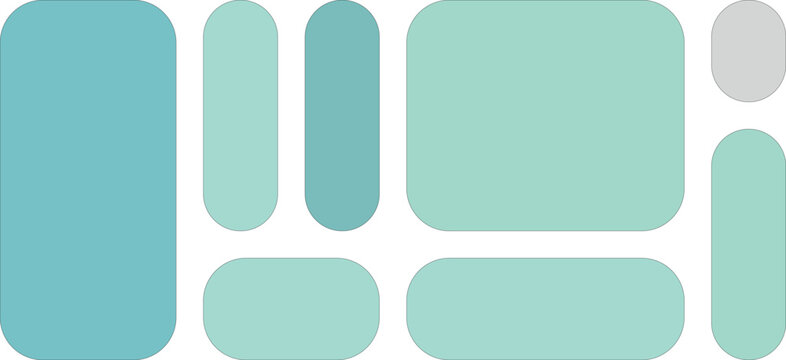 Abstract composition of rounded rectangles and circles in pastel colors