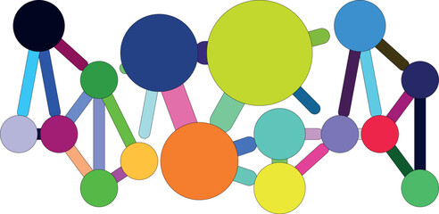 Abstract colorful network of nodes and connections