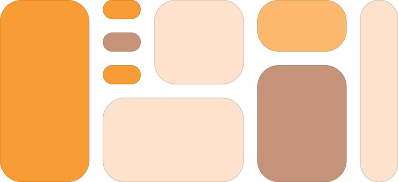 Abstract arrangement of rounded rectangles and ovals in warm colors
