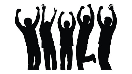 Group celebration silhouette isolated on white background, Vector