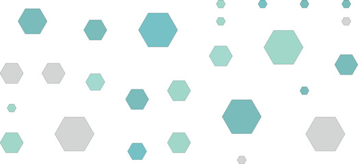 Scattered hexagonal shapes and dots