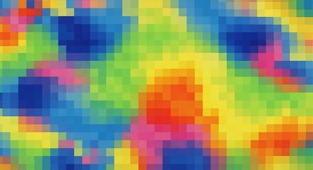 Vibrant Abstract Pixelated Background with Psychedelic Color Spectrum and Digital Art Texture