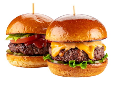 Party Appetizer Beef Sliders Bundle, isolated on transparent background