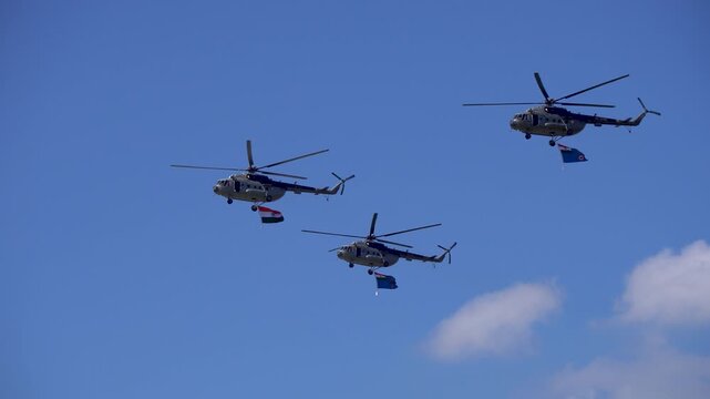 Indian Air Force Helicopters Mi-17 at an Air Show in Guwahati Assam India 2