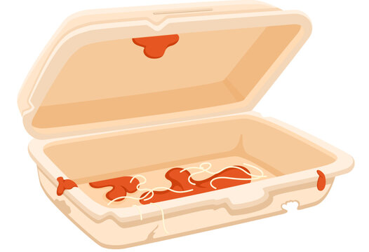 Illustration of Leftover Pasta in Takeout Container