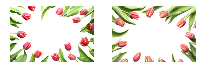 Obraz premium Pink tulip frame transparent background 