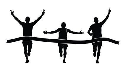 Running race finish line silhouette isolated on white background, Vector