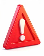 Red alert triangle w/ white exclamation mark on white bg