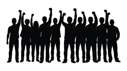 Protest and unity silhouette isolated on white background, Vector