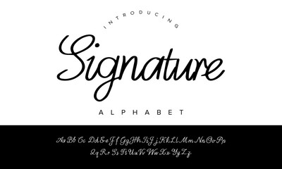 Signature alphabet font with elegant handwritten strokes, perfect for branding, logo design, invitations, and modern typography projects