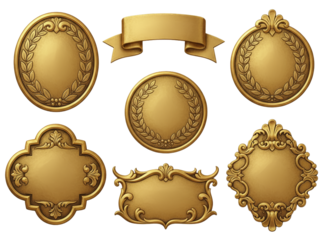 Luxury Retro Gold Label Set PNG