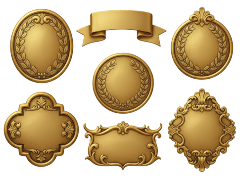 Luxury Retro Gold Label Set PNG