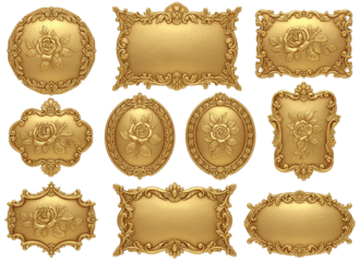 Ornate Vintage Golden Labels PNG Bundle