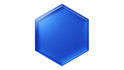 3D Illustration.Blue hexagonal glass. Transparent background. (png)