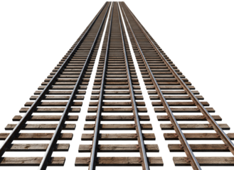 Perspective View of Endless Railway Tracks Travel and Journey PNG