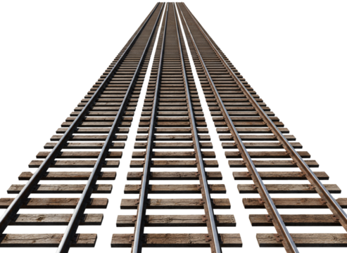 Perspective View of Endless Railway Tracks Travel and Journey PNG