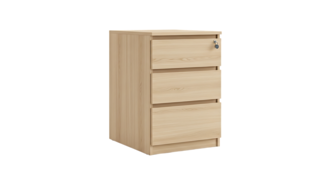 Wooden filing cabinet with lock isolated on a transparent background - Powered by Adobe