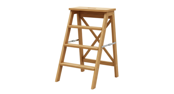 Wooden step stool isolated on a transparent background - Powered by Adobe