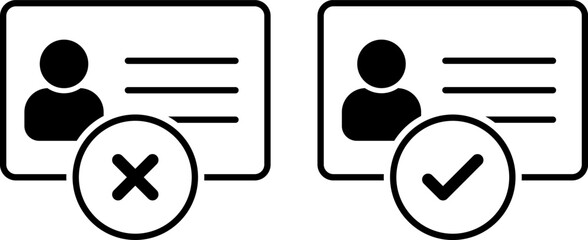 Identification card approval and rejection icons