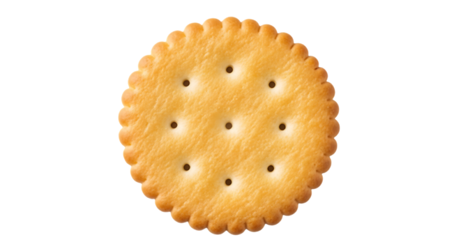 Round Cracker With Perforations isolated on a transparent background