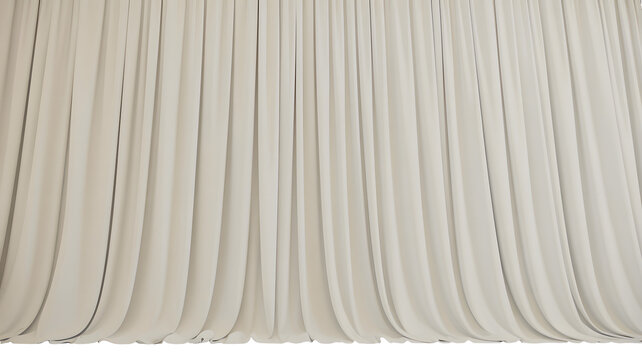 A textured abstract background featuring vertical cream and beige fabric folds creating a soft flowing and elegant drapery effect isolated on transparent background