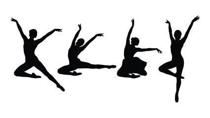 Ballerina dance silhouettes isolated on white background, Vector