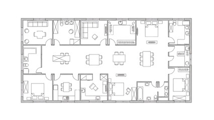 Floor Plan Detailed Illustration of an Office Layout for Workspace Planning