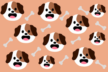 Fototapeta premium head Dogs Background, Colored dog and Bones on brown Background.