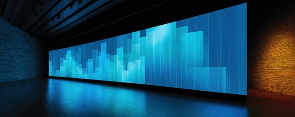 Business presentation with projection-mapped chart in modern corporate suite environment