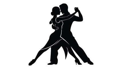 Tango dancers silhouette isolated on white background, Vector