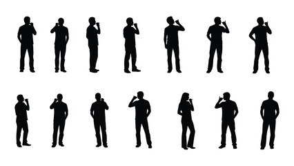 People silhouettes communicating isolated on white background, Vector