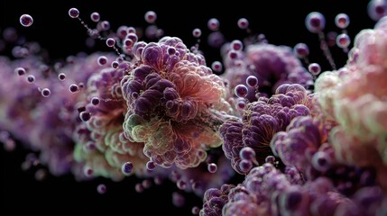 Science visualization dispersing scent molecules through air at microscope level