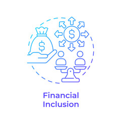 Financial inclusion blue gradient concept icon. Market regulation, money distribution. Round shape line illustration. Abstract idea. Graphic design. Easy to use in infographic, presentation