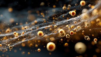 Molecules of scent dispersing through air microscope view science concept dark environment