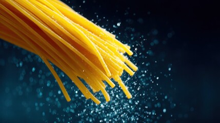 Pasta noodles bouncing out of boiling water kitchen food photography dynamic close-up
