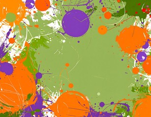 Colorful splattered abstract background with various paint splotches