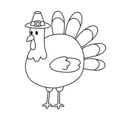 Turkey Thanksgiving Animal Coloring Pages for Kids Printable Vector