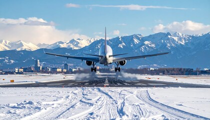 Fototapeta premium Austrian Alps ski resort winter landscape with snow-covered peaks, chairlift, and bright blue sky