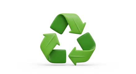 Green recycling symbol with arrows in triangular shape for environmental conservation.