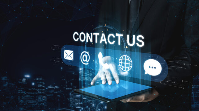 UI concept for contact us section showing icons for email, web, phone, and message. Contact and support icons help streamline business communication and improve customer contact experience. Spline